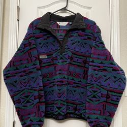 Vintage 90’s Women’s Aztec Print Colombia Button Pullover Fleece
