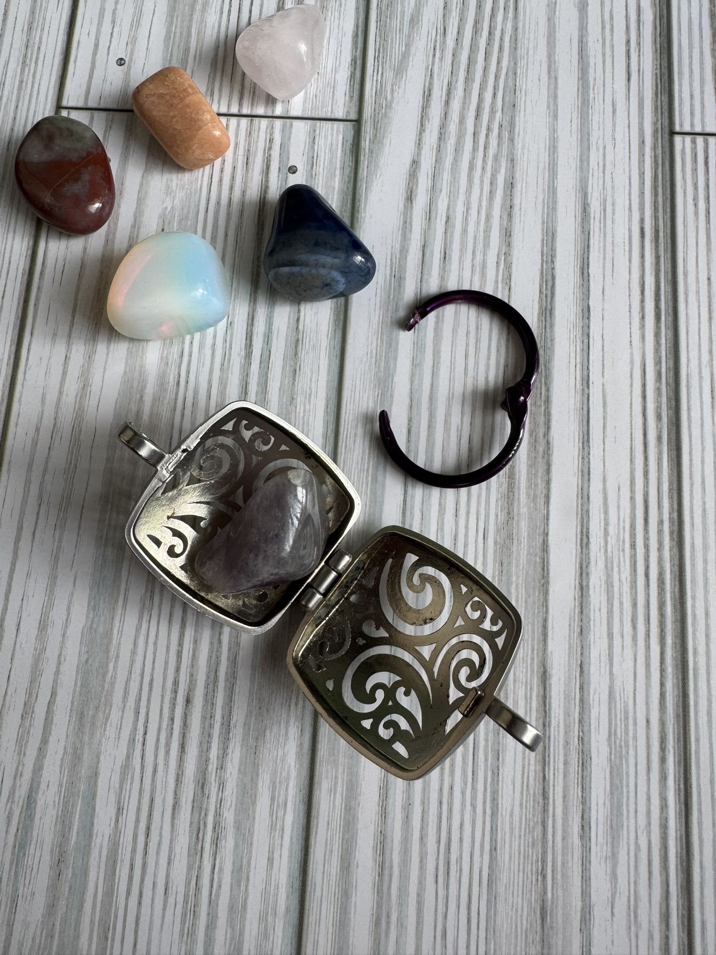 Silver Crystal Charm Clip