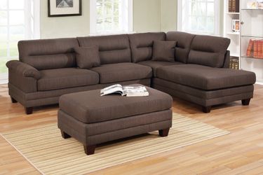 3 Piece Sectional Sofa with Reversible Chaise with ottoman