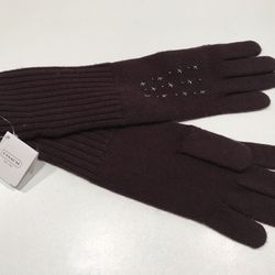 NWT COACH Burgundy 100% Merino Wool Stars Studded Long Sleeves, N/M