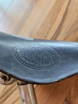 Vintage French NOREX Leather Bicycle Saddle + Taihei Compe Seatpost