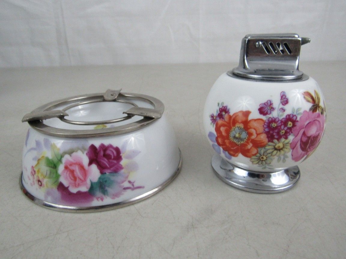 Vintage Porcelain Table Lighter & Ash Tray Made In Occupied Japan