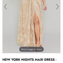 NEW YORK NIGHTS MAXI DRESS - SEQUIN PLUNGE CROSS BACK DRESS IN GOLD