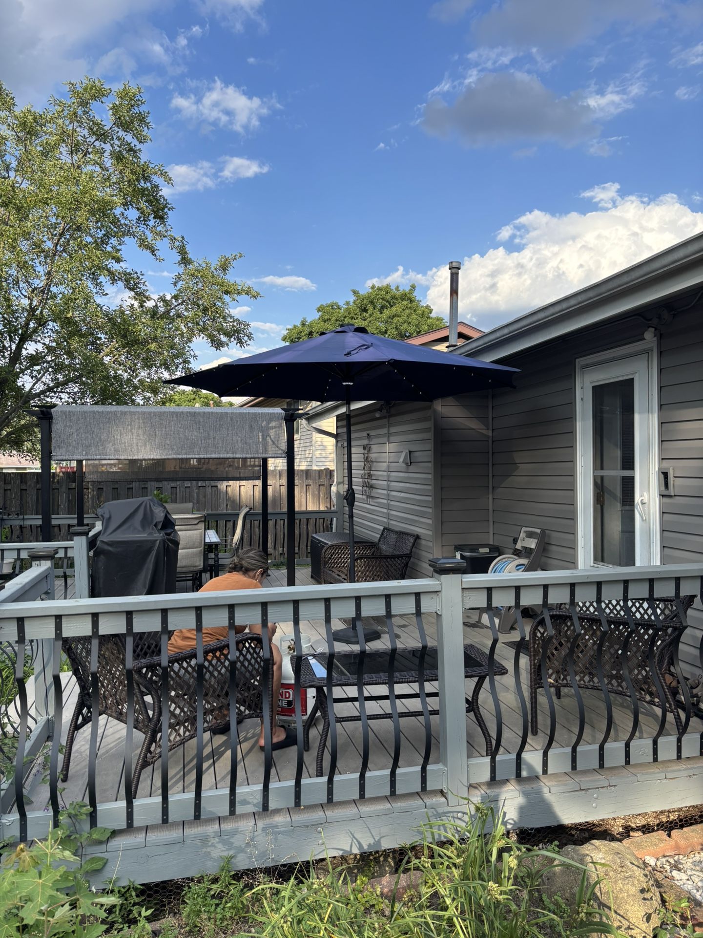Patio Umbrella With Solar Lights
