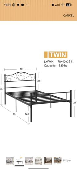 Twin Size Bed Frame with Headboard and Footboard, Metal Mattress Foundation, No Box Spring Needed, Heavy Duty/Easy Set Up, Classic Black

New