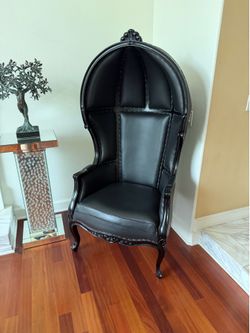 Black Leather Balloon Back Chair