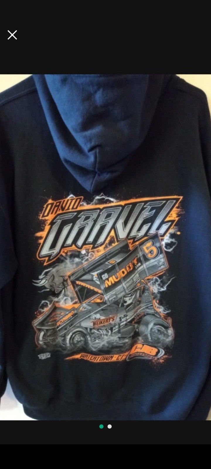 π₯ ONLY $40!! EXX FLAWLESS STILL NEW COND VERY RARE& COLLECTIBLE LG BLK D. GRAVEL#5 CJB MOTORSPORTS WORLD OF OUTLAWS 100 COTTON HEAVYWEIGHT HOODIE! π