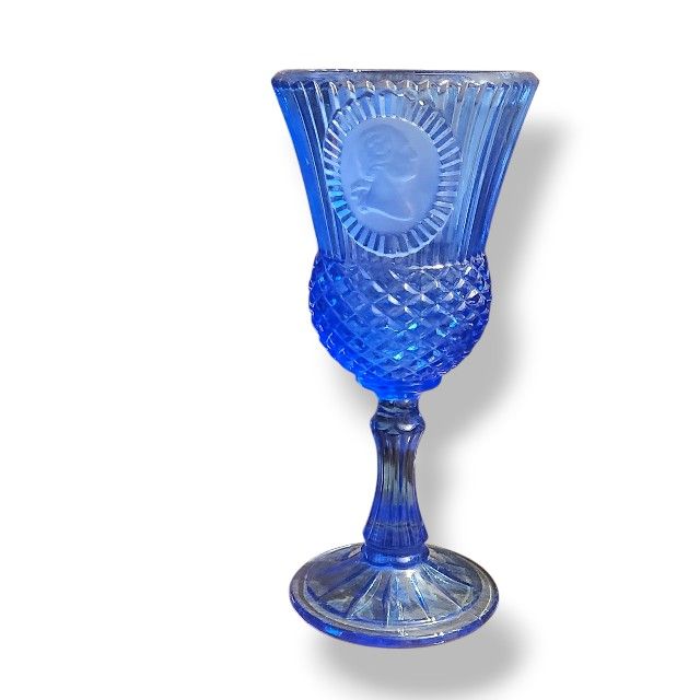Vintage 1976 George Washington Cobalt Blue Avon Fostoria Glass Goblet