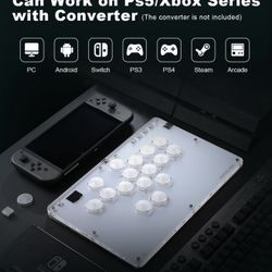 Leverless Controller Arcade Stick CosmoxGaming T16-C: Leverless Arcade Stick with Turbo,Leverless Controller for PC/PS3/PS4/Switch Game,Crystal Low-Pr