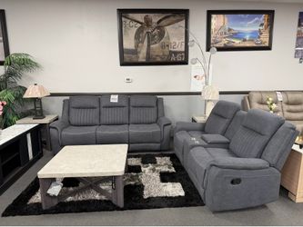 2PC Gray Sofa & Loveseat