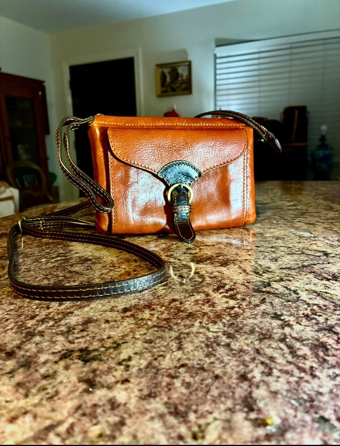 VTG 1992 FIRENZE Italian Leather Crossbody Riding Bag - Excellent!
