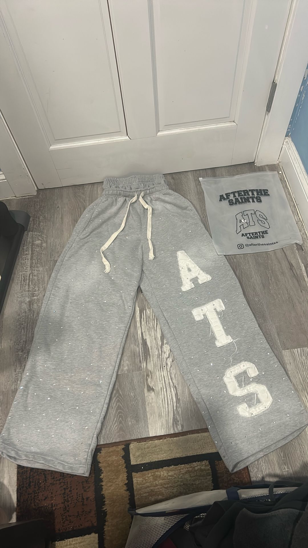 Grey ATS Rhinestone Sweatpants