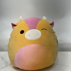  Squishmallow 16" Adjani The Sunset Cow Winking Orange Pink New
