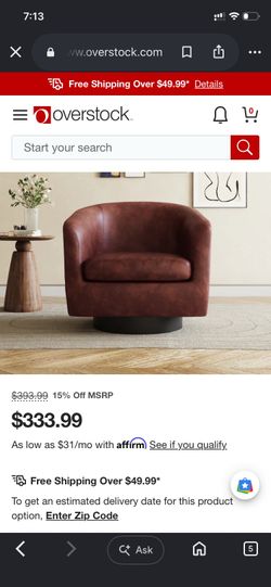 3 Brand New UsAccent  Chair Faux Leather Accent Barrel Chair with Swivel Base - One piece - Coffee