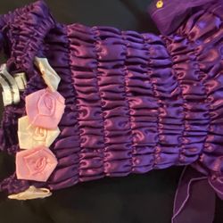 Fairy Princess Child’s Dress Purple With Small Silver In Bottom Of Ribbons  Size M