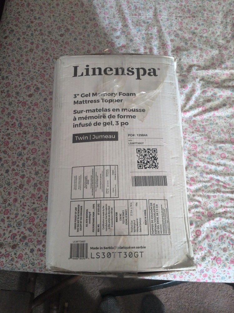 Linenspa 3" Gel Memory Foam Twin Mattress Topper 