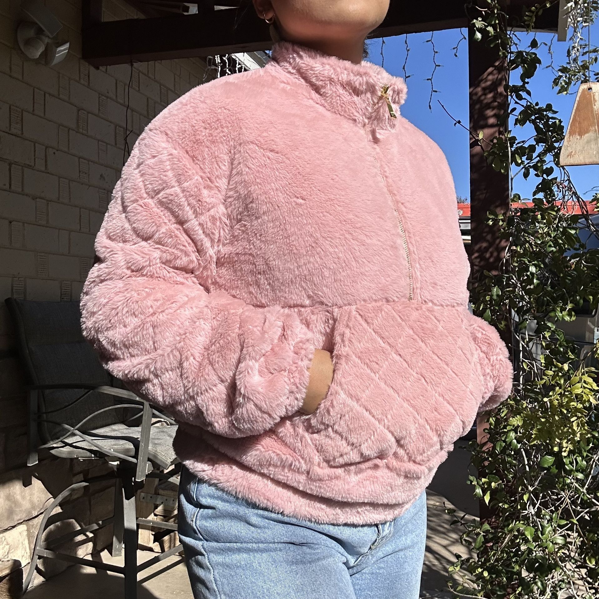NOBO Quilted Plush Pullover Light Pink - Size M Junior’s 
