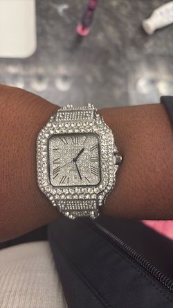 Cartier Santos Iced Out moissanite watch