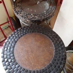 Vintage Heavy Cast Iron And Wood End Tables