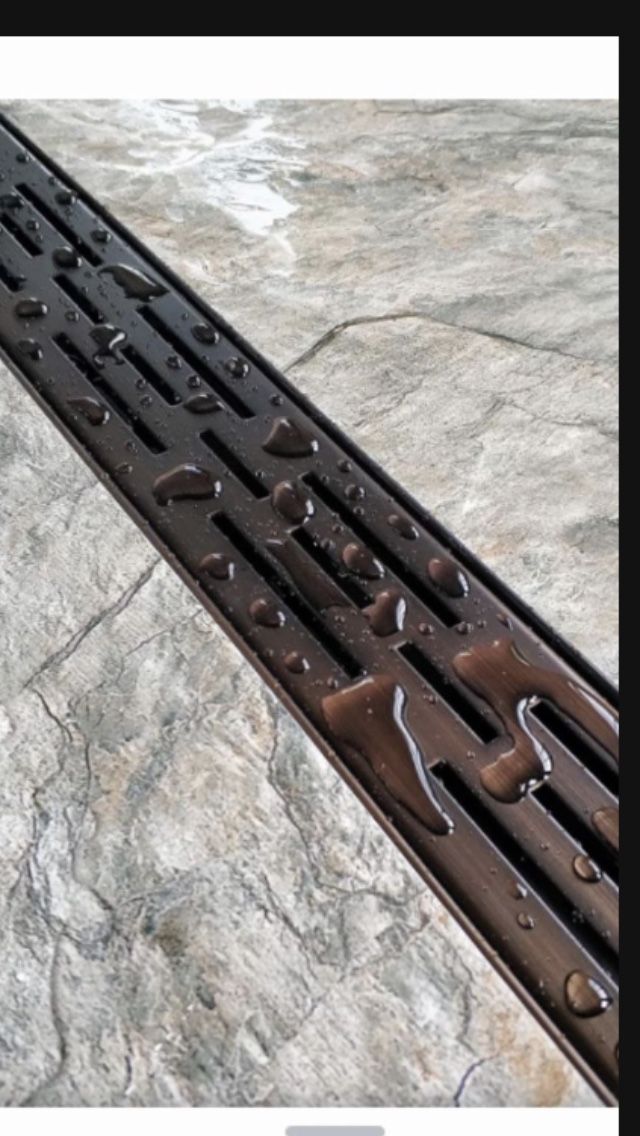 Neodrain 24-in Rectangular Linear Shower Drain with Brickwork Pattern Grate, 304 Stainless Steel Bathroom Floor Drain,Antique Copper Finish,Shower Flo