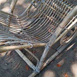 Retro Franco Albini Style Bamboo Rocking Chair. Vintage Bamboo rocking chair, bent bamboo frame.