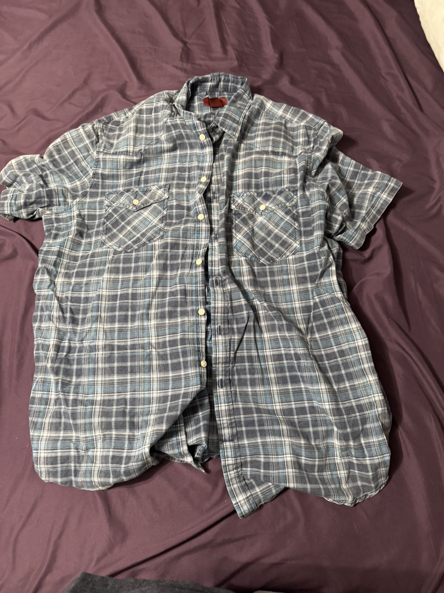 Foundry Shirt Mens 2XLT Plaid Short Sleeve .