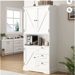 Kitchen Pantry Storage Cabinet white 72 h,Farmhouse Storage Cabinet With Doors and Shelves, 70" Tall Pantry Rustic Wood Cupboard for Kitchen Dining Ro