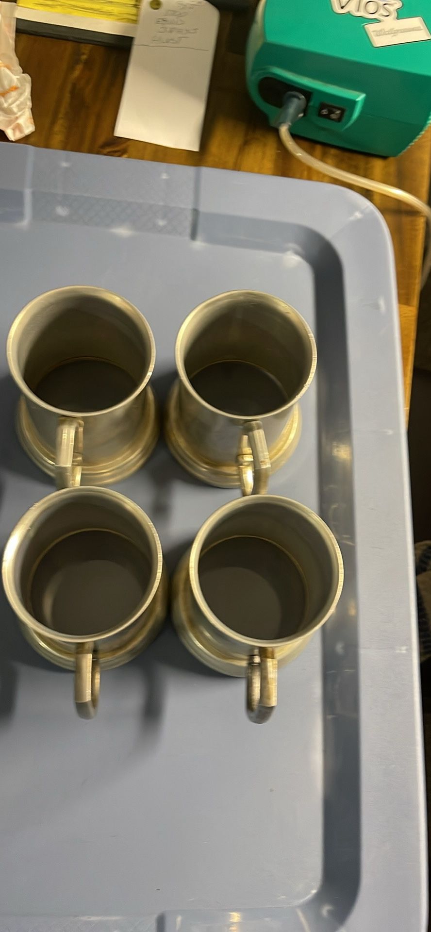 Vintage Aluminum Ice Bucket 10 Inch And English Petwer Tankard Beer Mugs