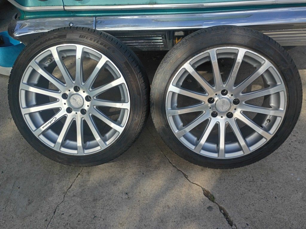 A Pair Of Rims And Tires