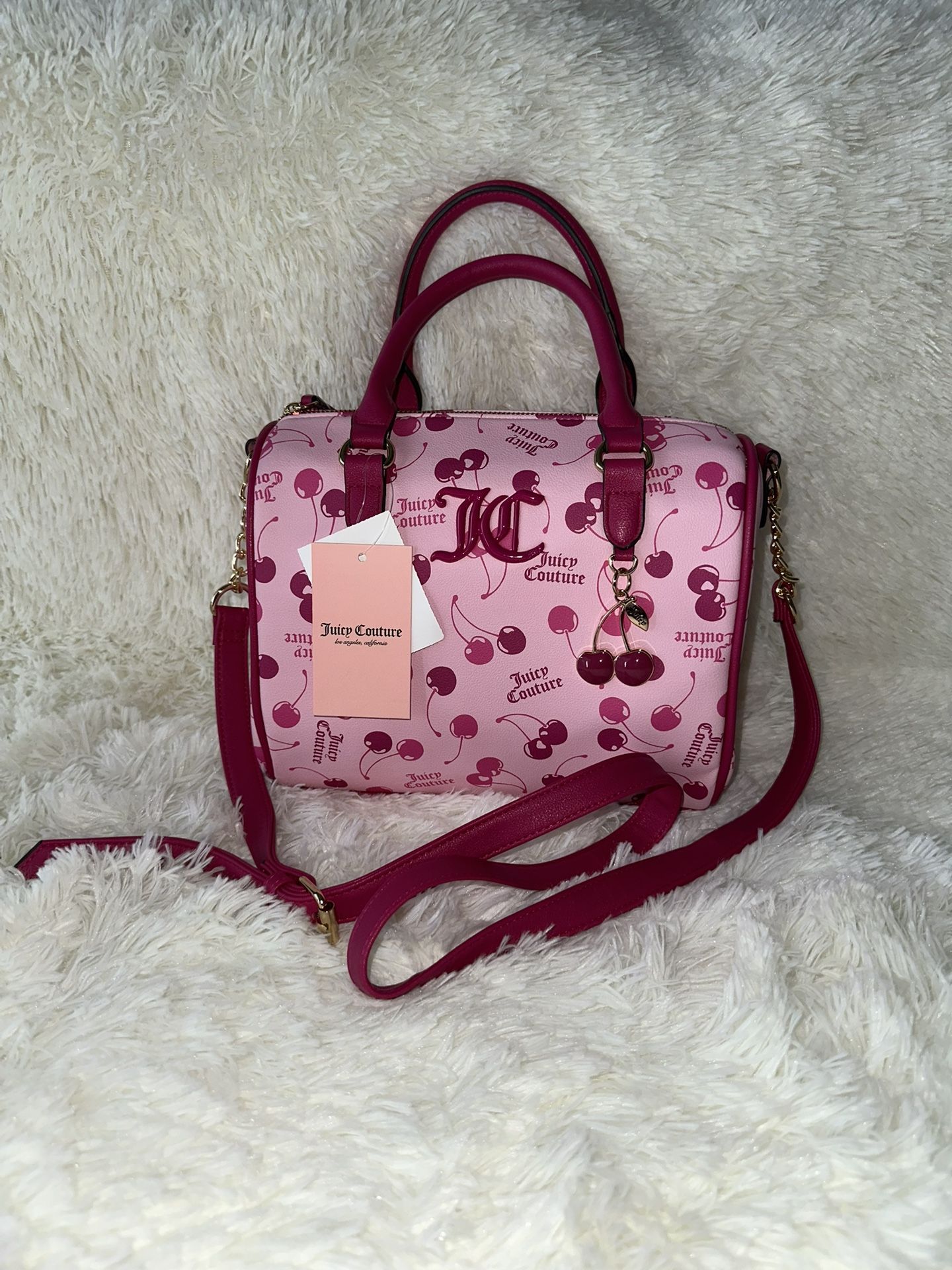 New  Juicy Couture Cherry On Top Satchel Bag Color Pink Coquette