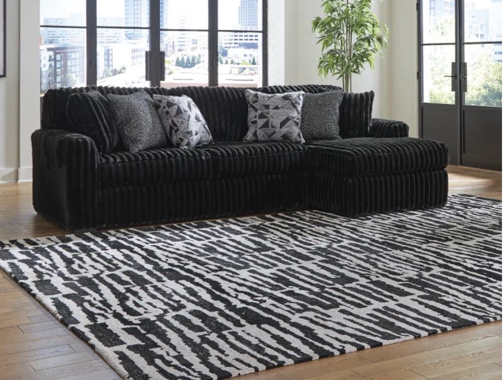 Midnight Madness Sectional, All Black ,Extra large.