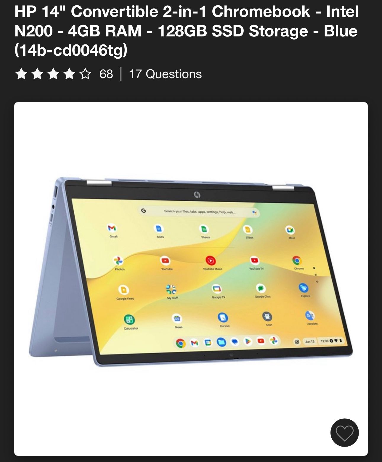 Brand New Unopened HP 14” Convertible Touchscreen 2 In 1 Chromebook Blue 4GB Ram 128 GB SSD