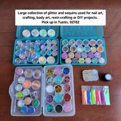 Large assortment of glitter and sequins for nail art, body, art, crafting, resin crafting, or DIY Projects