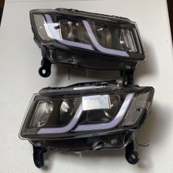 LED DRL Projector Headlight Lamps for Jeep Grand Cherokee 14-16 Black Clear Pair