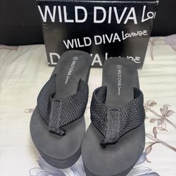 Black Wedge Sandal