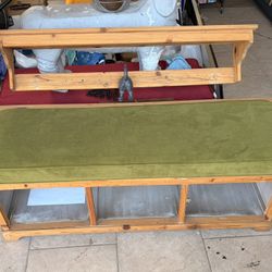 Entryway Storage Bench with Cushion, Shelf  No Cubbies