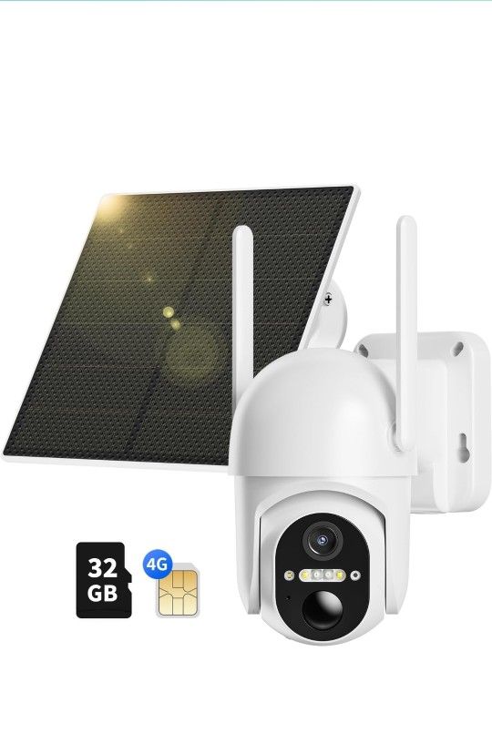 Ebitcam 4G LTE Cellular Security Camera Outdoor Includes SD&SIM Card, Solar Powered, Works Without WiFi, 2K Live Video, 360° Full Cover, Color Night V