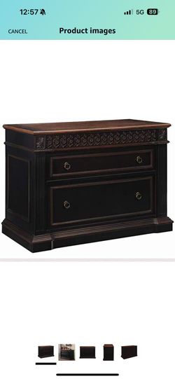 New Condition Black And Chestnut File Cabinet 