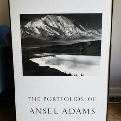 Large Framed Ansel Adams Lithograph of Mount McKinley and Wonder Lake


