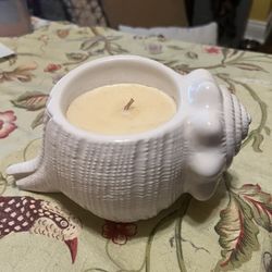 Rare HARRY SLATKIN HOMEWORX - Bath & Body Works Sea Shell Conch Ceramic Candle In ISLAND NECTAR - Beautiful Coastal Decor & Scent! 