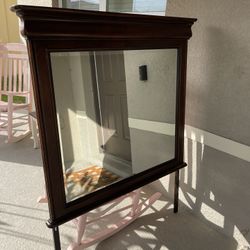 Dark Wood Dresser Mirror with Mounting Brackets