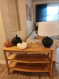 Wood Console Table with Two Shelves