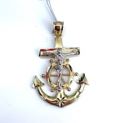 14Kt Two Tone Jesus Cross/Anchor Pendant 6.00g I-1538