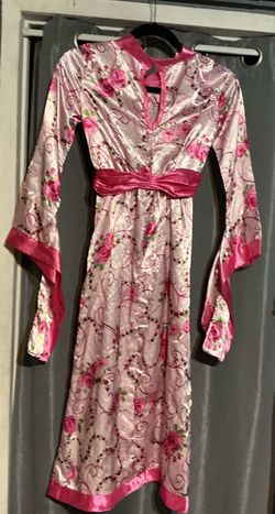 Pink Floral Satin Maxi Dress size 11/12