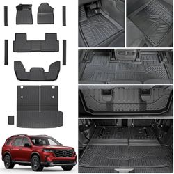 HOUCLEMIC All Weather Floor Mats for 2023-2025 Honda Pilot Cargo Mat with Backrest Mat TPE Cargo Liner Mat and Door Sill Guards, $50 Cash Firm