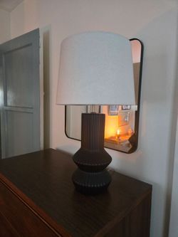 Black ceramic lamp with shade