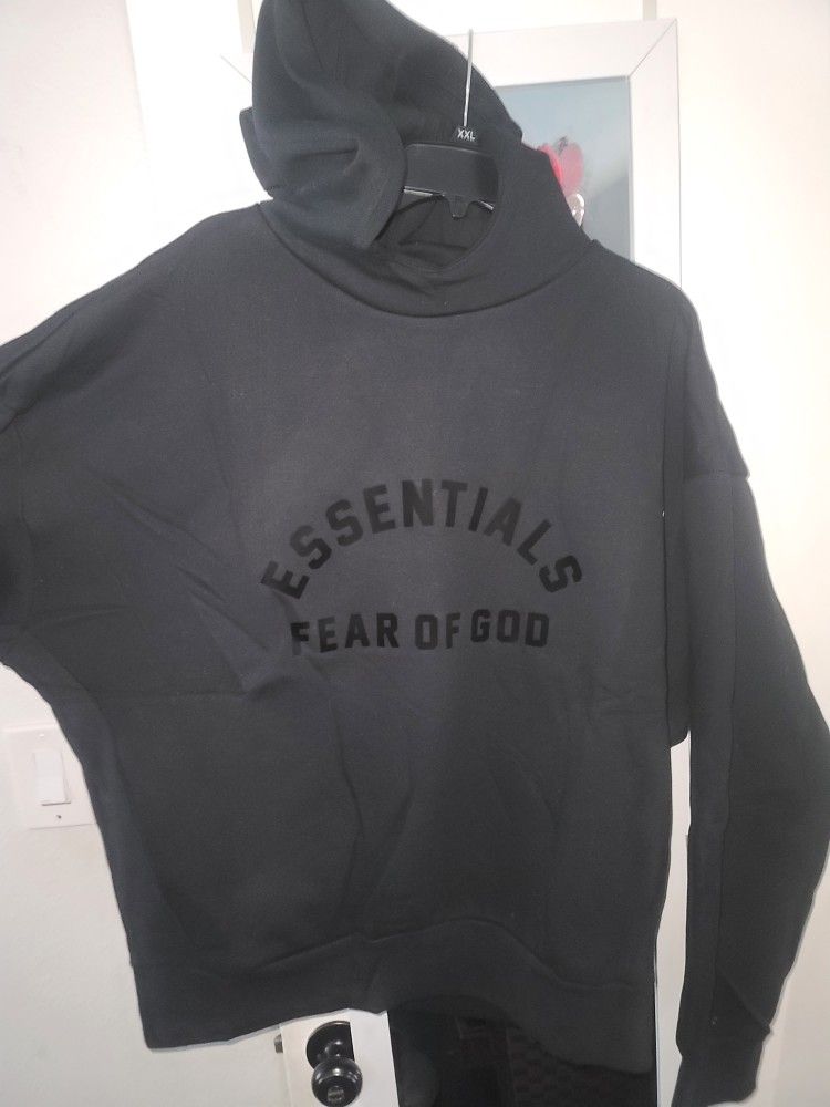 ESSENTIALS JET BLACK HOODIE (XL)
