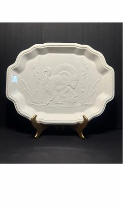 Beautiful JAPAN Wild Turkey Ceramic Oval Thanksgiving Platter 18.5” x 14”