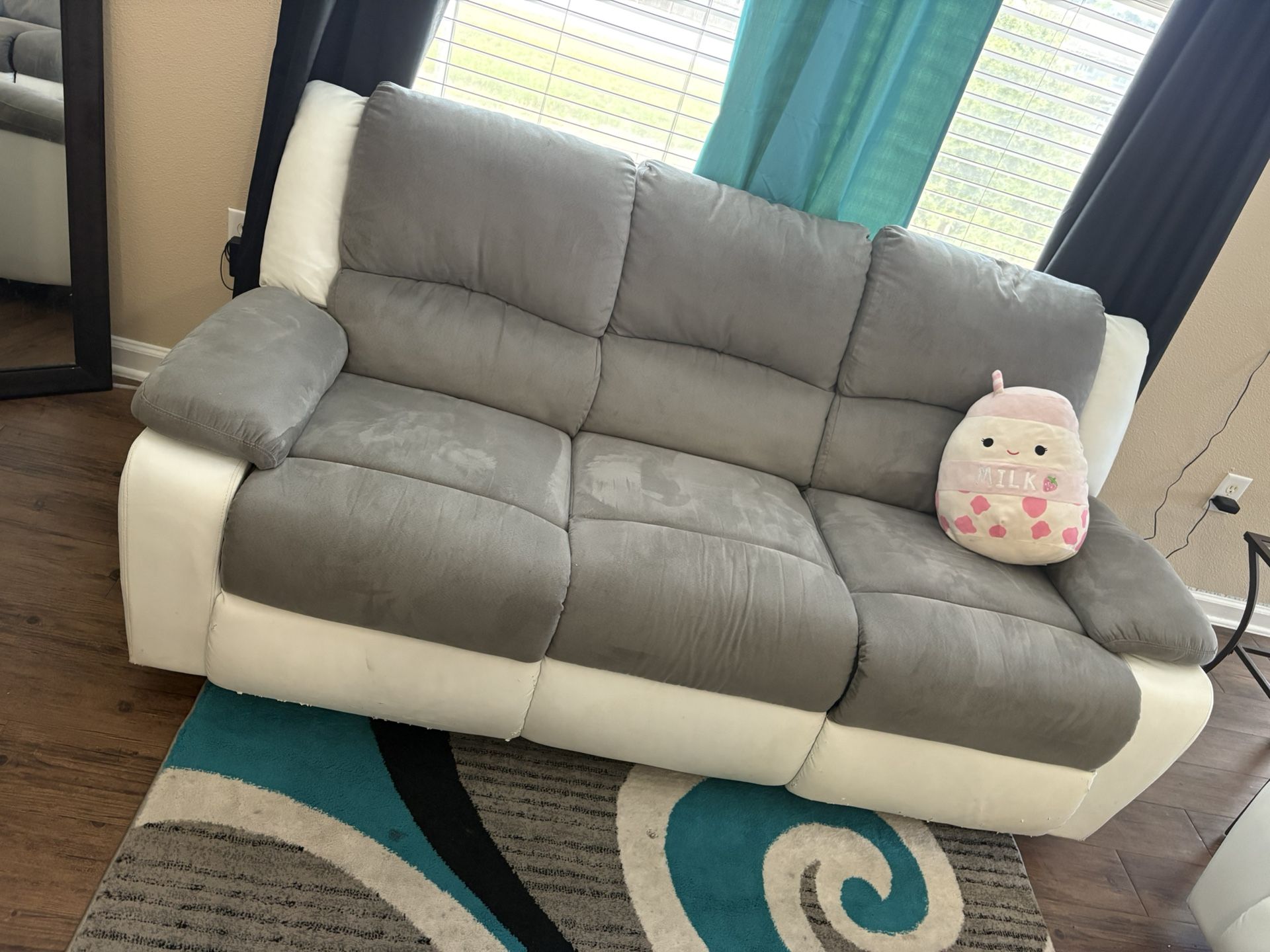 White & Grey Living Room Recliner Set