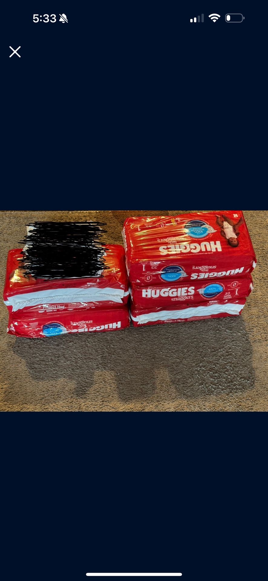 HUGGIE DIAPERS SIZE 1